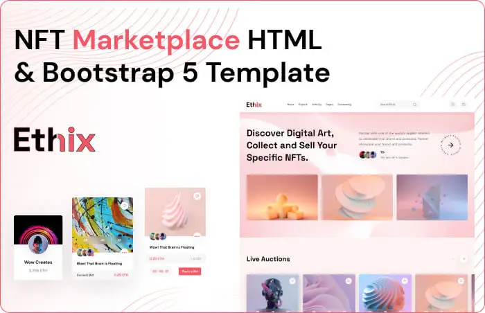 Ethix – NFT Marketplace HTML & Bootstrap 5 Template