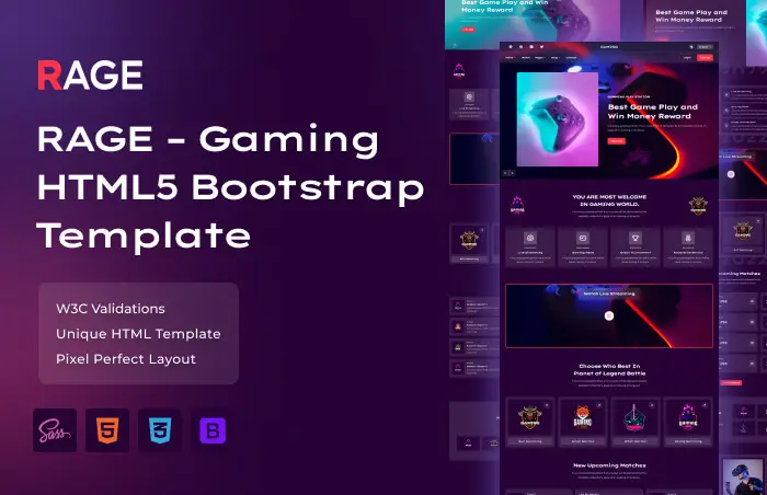 RAGE – Gaming HTML5 Bootstrap Template